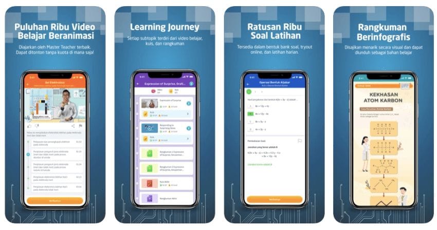 Tampilan platform e-learning lokal Ruangguru